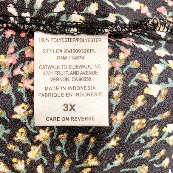 Pleione Floral Double Pocket Long Sleeve Blouse 3X NEW - Picture 3 of 4